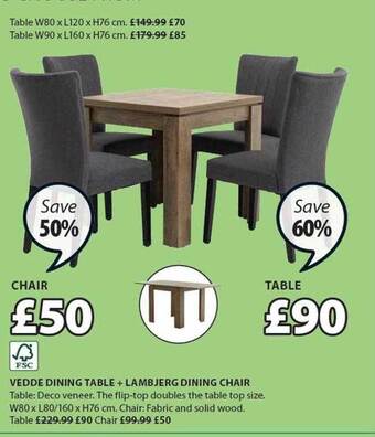 JYSK Vedde Dining Table, Lambjerg Dining Chair offer