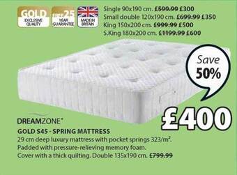 JYSK Gold S45 Spring Mattress offer