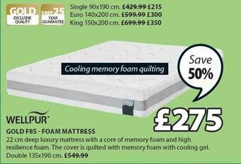 JYSK Gold F85 Foam Mattress offer