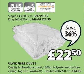 JYSK Ulvik Fibre Duvet offer