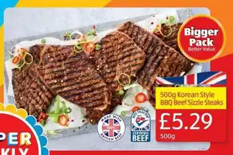Aldi 500g Korean Style Bbq Beef Sizzle Steaks offer
