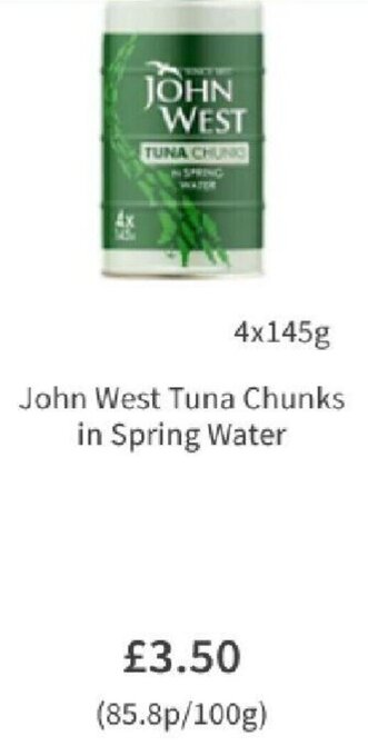 Asda John West Tuna Chunks in Spring Water offer