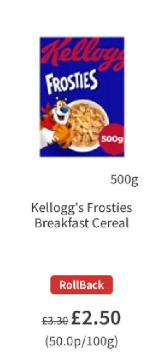 Kellogg's Frosties Breakfast Cereal 500g offer at Asda