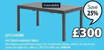 JYSK Jutlandia Vattrup Garden Table offer