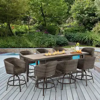 Costco Agio Edison 9 Piece High Dining Fire Chat Set + Cover offer