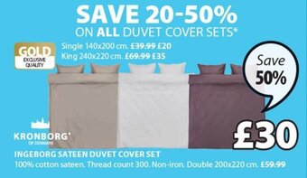 JYSK Ingeborg sateen Duvet Cover Set offer
