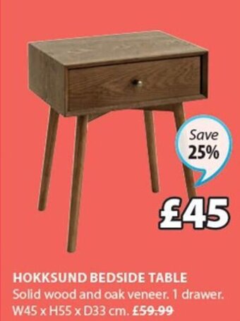 JYSK Hokksund Bedside Table offer