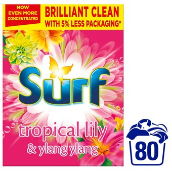 Tesco Surf Tropical Lily &Ylang Ylang Washing Powder 80 Wash 4Kg offer