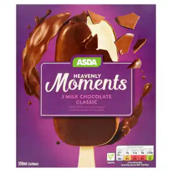 Asda ASDA Heavenly Moments Milk Chocolate Ice Creams 3 Pack offer