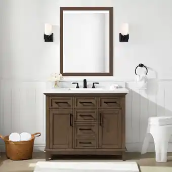 Costco Ove Decors Dylan 106cm Freestanding Vanity in Almond offer