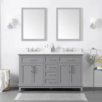 Costco Ove Decors Dylan 152cm Freestanding Vanity in Grey offer