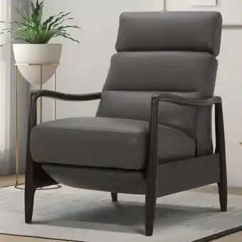 Costco Gilman Creek Edward Grey Leather Pushback Recliner offer