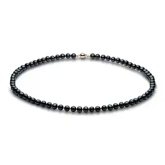 Costco 6-6.5mm Cultured Freshwater Black Pearl Necklace, 18ct Yellow Gold offer
