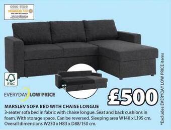 JYSK Marslev Sofa Bed With Chaise Longue offer