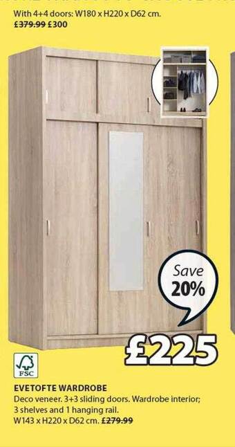 JYSK Evetofte Wardrobe offer