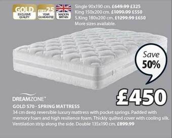 JYSK Gold S70 Spring Mattress offer