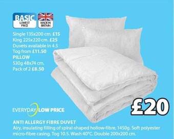 JYSK Anti Allergy Fibre Duvet offer
