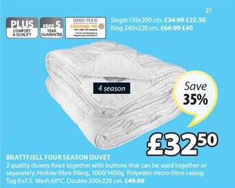 JYSK Brattfjell Four Season Duvet offer