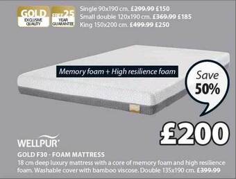 JYSK Gold F30 Foam Mattress offer