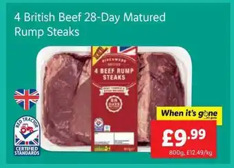 Lidl 4 British Beef 28-day Matured Rump Steaks offer