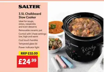 Lidl Salter 3.5m Chalkboard Slow Cooker offer