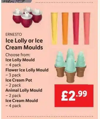 Lidl Ernesto Ice Lolly Or Ice Cream Moulds offer