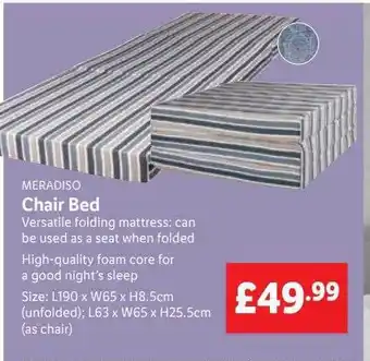 Lidl Meradiso Chair Bed offer