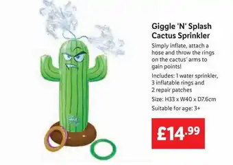 Lidl Giggle 'n' Splash Cactus Sprinkler offer