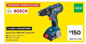 TradePoint Bosch Pro Gsb 18v Combi Drill offer