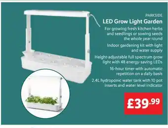Lidl Parkside Led Grow Light Garden offer