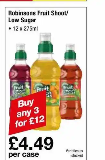 Booker Wholesale Robinsons Fruit Shoot Low Sugar offer