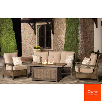 Costco Agio Brentwood 4 Piece Woven Deep Seating Fire Set + Cover offer