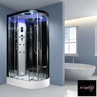 Costco Insignia Diamond 1100mm Offset Quadrant Steam Shower in 2 Colours offer