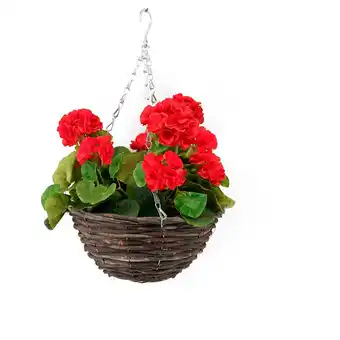 Tesco Artificial Red Geranium Hanging Basket offer