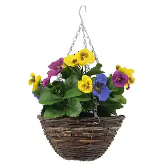 Tesco Artifical Mixed Pansy Hanging Basket offer