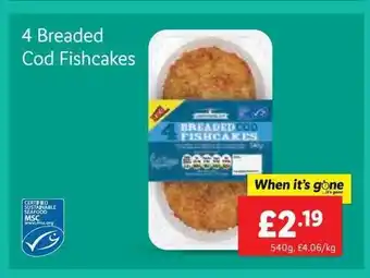Lidl 4 Breaded Cod Fishcakes offer