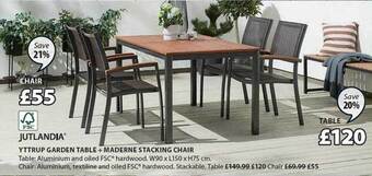 JYSK Yttrup Garden Table, Maderne Stacking Chair offer