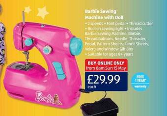 Aldi Barbie Sewing Machine With Doll offer