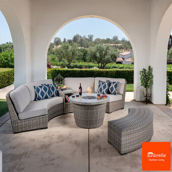 Costco SunVilla Laguna 5 Piece Woven Deep Seating Fire Sectional Patio Set offer