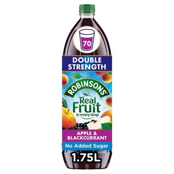 Tesco Robinsons Double Concentrate Blackcurrant & Apple No Added Sugar 1.75L offer
