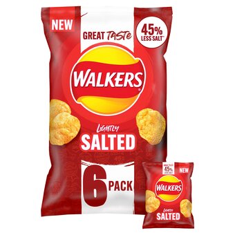 Tesco Walkers Less Salt Lightly Salted Crisp 6X25g offer