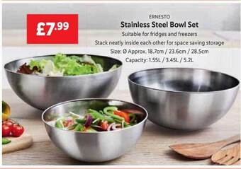 Lidl Ernesto Stainless Steel Bowl Set offer