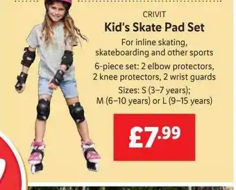 Lidl Crivit Kid's Skate Pad Set offer