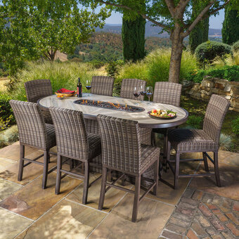Costco SunVilla Orvell 9 Piece High Dining Fire Wicker Set offer