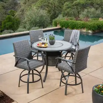 Costco SunVilla Indigo 5 Piece Wicker Bar Height Dining Patio Set + Cover offer