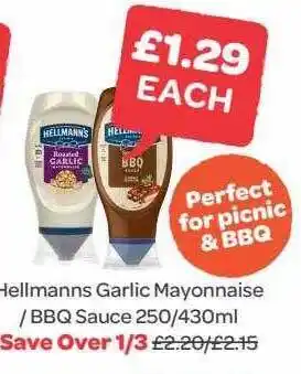 Spar Hellmanns Garlic Mayonnaise Bbq Sauce offer