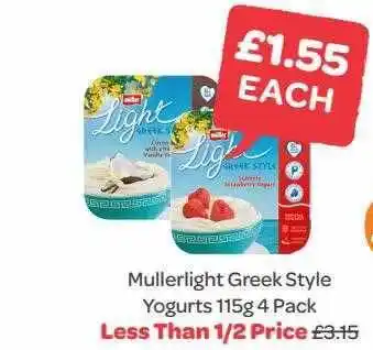Spar Mullerlight Greek Style Yogurts 4 Pack offer