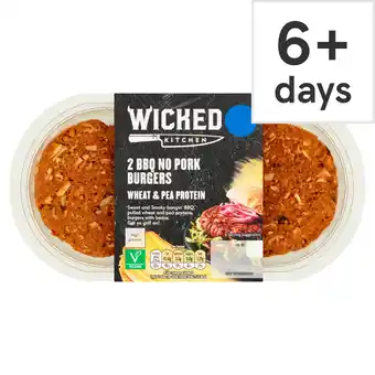 Tesco Wicked Kitchen 2 Bbq No Pork Burgers 226G offer