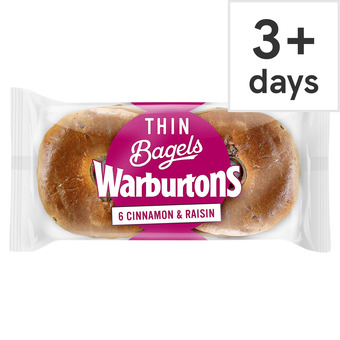 Tesco Warburtons Thin Bagels Cinnamon & Raisin 6 Pack offer