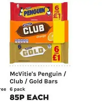 Mace Mcvitie's Penguin Club - Gold Bars offer